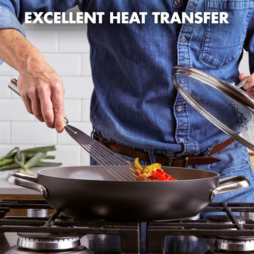 11-Inch Hard Anodized Ceramic Nonstick Frying Pan with Lid & Handles