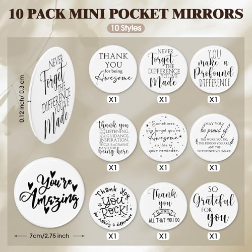 Paterr 20 Pcs Employee Appreciation Gift Bulk for Women Inspirational Canvas Makeup Bags with Zipper and Mini Compact Mirrors Thank You for Vet Tech Team Teacher Student Medical Assistant Gifts