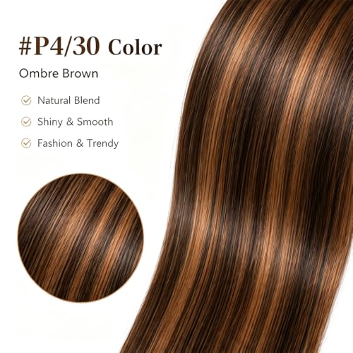 Brown P4/30 Ombre Human Hair Bundles - 12, 14, 16 Inch, Double Weft, Full & Silky