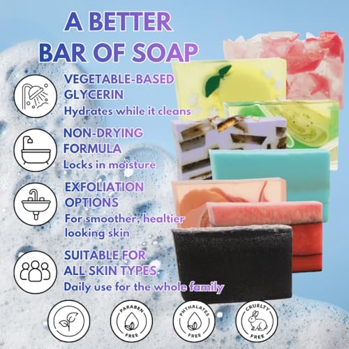 Glycerin Bar Soap Set for Face & Body - Moisturizing 8-Pack, 100g