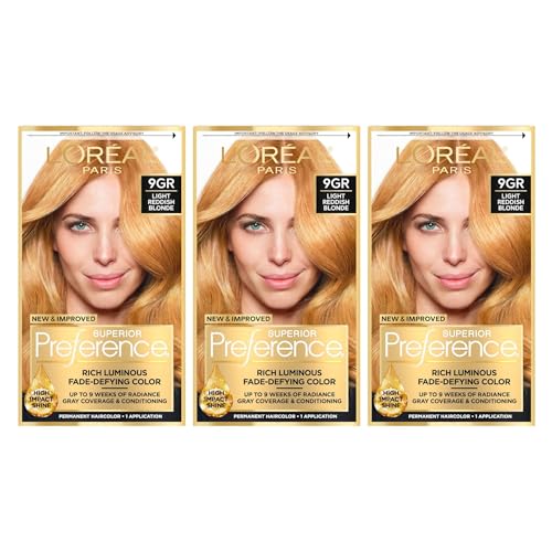 L'Oreal Superior Preference 9GR Light Reddish Blonde Hair Color Kit - Pack of 3
