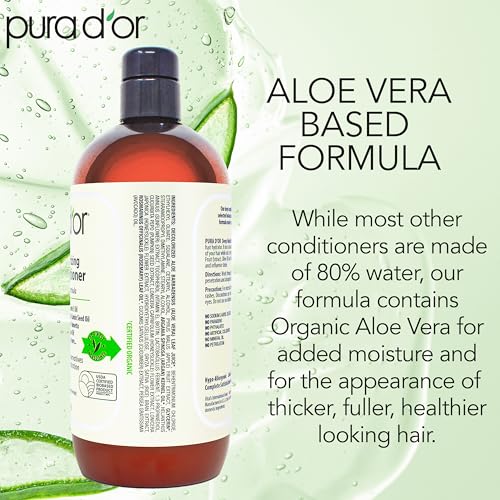 PURA D'OR Deep Moisturizing Biotin Conditioner Thickens, Softens, & Moisturizes Dry, Frizzy, Damaged Hair w/Argan Oil, Pumpkin, Rosemary, Honeysuckle, Vitamin E, Men & Women, 24oz