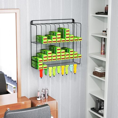 IKARE Black Hair Color Organizer Rack - Wall Mount Storage for Salon Tubes