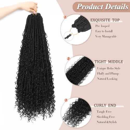 Boho Goddess Locs Crochet Hair - 9 Packs, 18 Inch, 1B# Variation of THIS listing