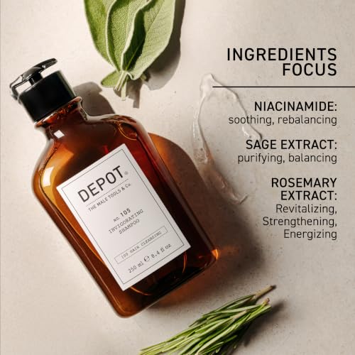 DEPOT No. 105 Invigorating Shampoo for Men | Refreshing Clean, 8.4 Fl