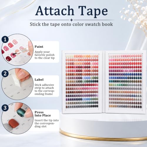 480 Nail Swatch Book with 600 Practice Tips & Number Labels for Salon & Personal Use
