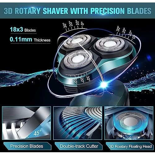 Electric Razor for Men, Cordless Rechargeable 3D Rotary Shaver with LED Display, Wet/Dry Waterproof Men¡¯s Shaving Kit with Pop-Up Trimmer, Ideal Razor Gift for Husband, Dad, Boyfriend
