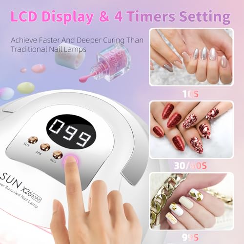 380W UV LED Nail Lamp with 81 Beads, Fast Curing Gel Polish, 4 Timer Settings