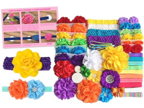 Rainbow Baby Shower Headband Kit — makes 30 headbands with felt, flowers & elastic