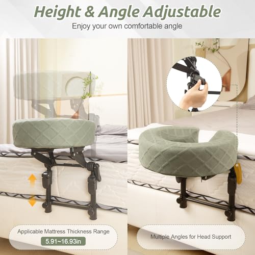 Massage Headrest for Bed with Face Down Pillow - Adjustable, Green Variation