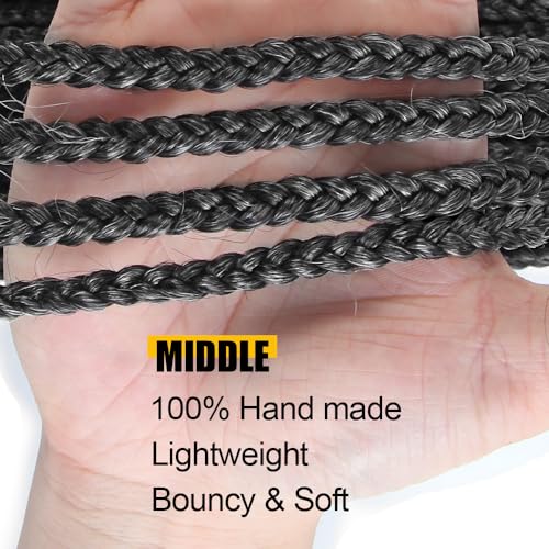 Salt and Pepper Box Braids Crochet Hair 8 Inch 8 Packs for Black Women - Pre Loop Synthetic Hair