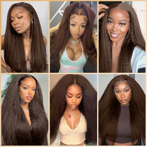 Piuneo 20 Inch Chocolate Brown Kinky Straight Human Hair Bundles - #4 Variant