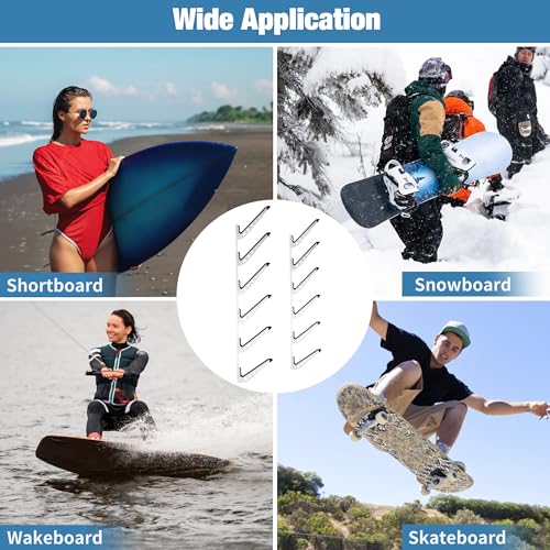 HIKULA White 6-Layer Multi Board Wall Mount Surf Rack for Surfboard Wakeboard Snowboard