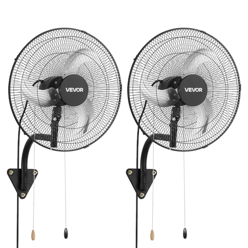 VEVOR 18-inch Wall Mount Fan 2 Pack, Oscillating Industrial Garage Fan with 3 Speeds & Adjustable Angle