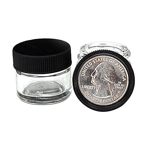 250 Pack 5ml Glass Concentrate Jars with Black Screw Top Lids - Essential Oil, Lip Balm, Makeup Containers