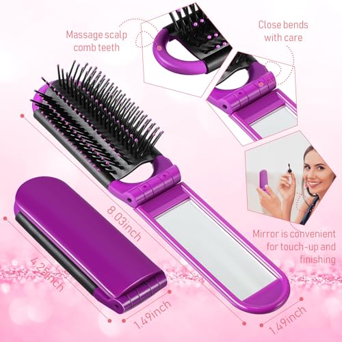 Travel Hair Brush with Mirror, Foldable Portable Hair Comb for Men Women