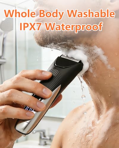 Lumiflexa Waterproof Body Hair Trimmer with LED Display, 6500 RPM, Adjustable Combs, USB-C Charging