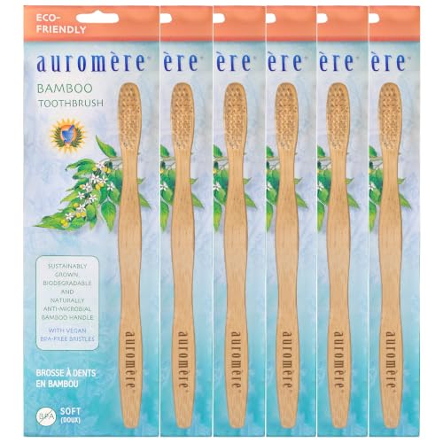 Sustainable Bamboo Toothbrush Pack of 6 - Soft Bristles, Natural Oral Care
