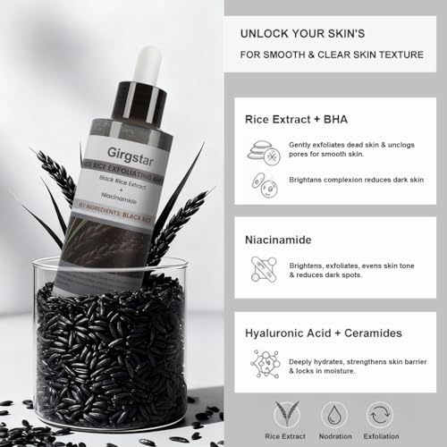 Black Rice Exfoliant Peeling Ampoule 80ml - Gentle Chemical Face & Pore Cleanser