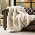 EverGrace Birch Mink Faux Chinchilla Fur Throw Blanket 60x80 Inches - Luxurious Plush Cozy Bed & Decor Accent