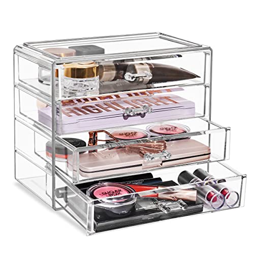 Sorbus Clear Wide 4-Drawer Makeup Organizer Set for Vanity & Countertop - Variation of THIS listing