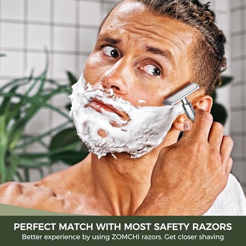 ZOMCHI Upgrade Safety Razor for Men with 60 Counts Safety Razor Blades for Shaving