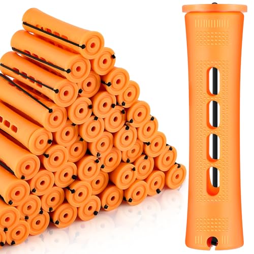 Tigeen 120 Pcs Perm Rods Set 0.87 Inch Orange Hair Curlers for Long & Short Hair