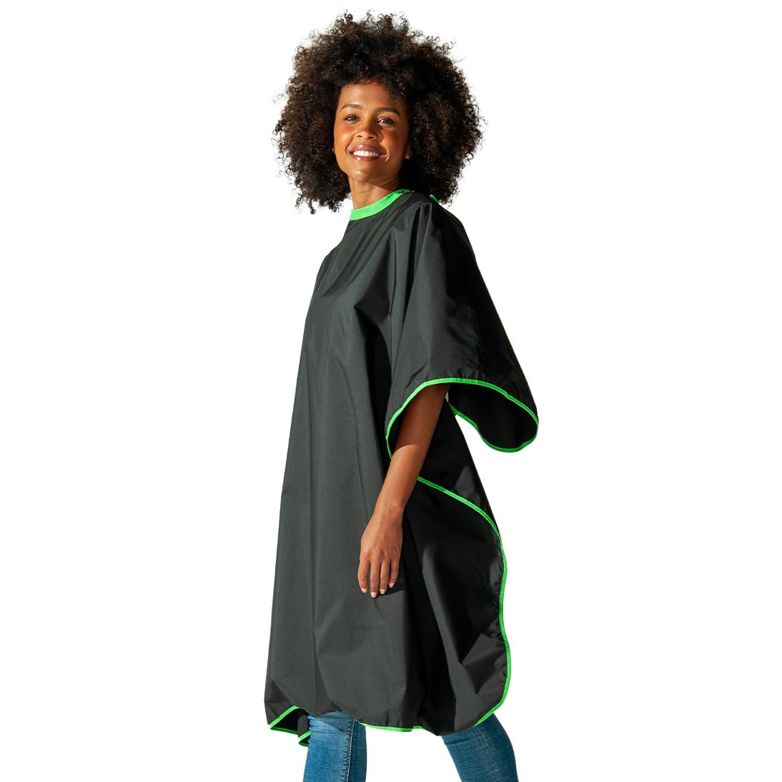 Colortrak Eco Collection All-Purpose Cutting/Styling Cape, 57.5” L x 49” W, Waterproof and Bleach-proof, Made out of 100% Recycled Fabric, Black Color