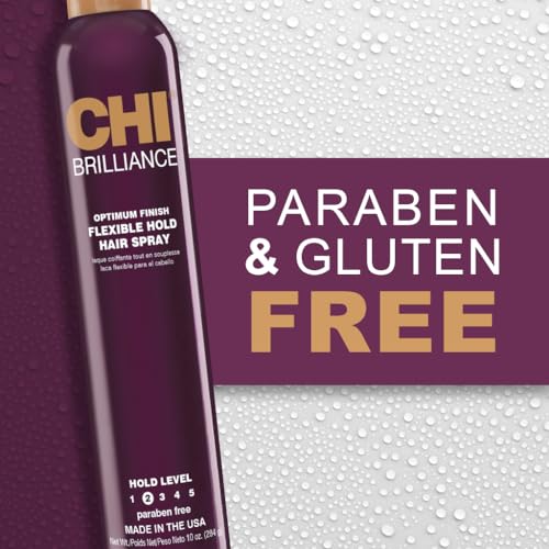 CHI Brilliance Finish Flexible Hold Spray, Finishing Spray For Helping Tame Unwanted Flyaways, Light-Hold, Sulfate, Paraben, & Cruelty-Free, 10 Oz