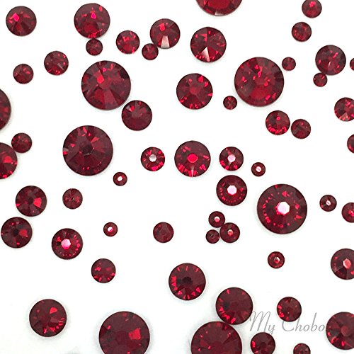 144 pcs Dark Red Swarovski Flatback Crystals Assorted Sizes for Crafts