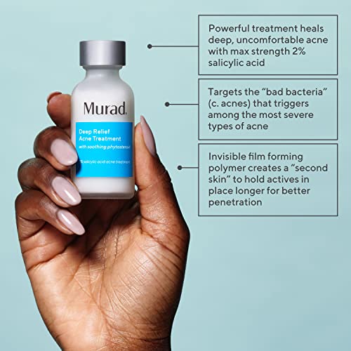 Murad Deep Relief Acne Treatment with 2% Salicylic Acid - Deep, Painful Acne Spot Treatment for Face ? Redness Relief, Fast Acting Blemish Serum, Soothing Breakout Treatment - 1Fl Oz