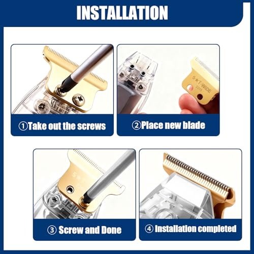 Gold Replacement T-Wide Blades for Wahl Trimmers - 2PCS, Adjustable, Professional