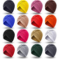 Stretch Satin Turban Head Wraps for Women - Chic Color Variation, 16 Pieces