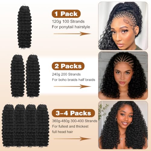 Deep Wave Feather Crochet Hair - 100 Strands, 14 Inch, T1/30/27, Knotless Style for Black Women