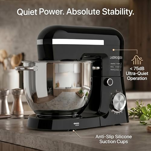 Black 6in1 Stand Mixer with 6.5 Quart Bowl, 660W Kitchen Food Mixer, Tilt-Head Dough & Cake Maker