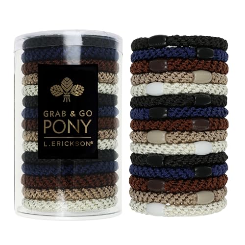 Neutral Hair Ties for Thick Hair 15 Pack - Strong No-Pull Ponytail Holders