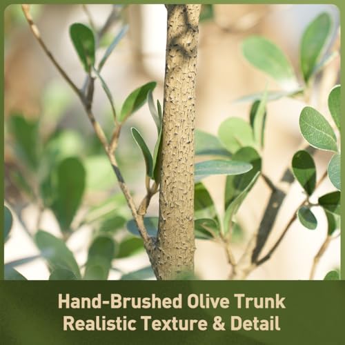 7ft Faux Olive Tree with Fake Trunk - Shady Lady Artificial Tree, UV Resistant