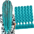 Pre Stretched Synthetic Braiding Hair Extensions 24 Inch Teal 6 Packs - Jumbo Festival Colorful Braid