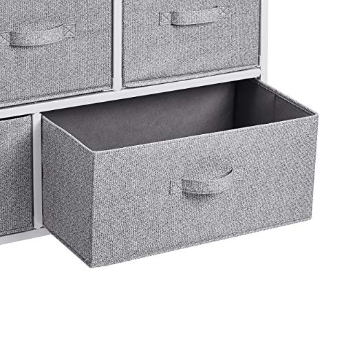 Amazon Basics Extra Wide White Fabric 5-Drawer Closet Storage Organizer with Grey Drawers