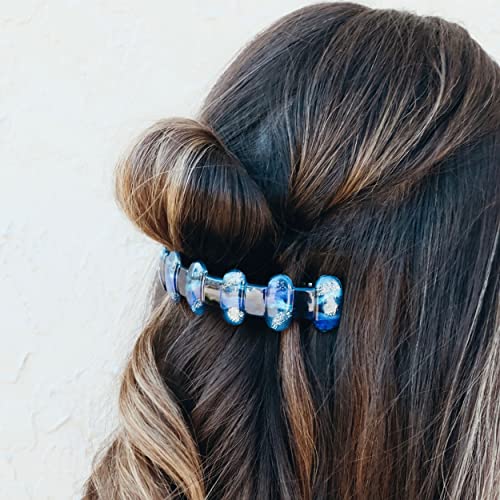 Dark Blue French Hair Barrette Clip for Thick & Curly Hair - Strong Hold