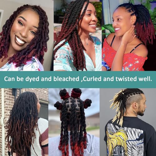 Viovian 1b-Bug 6 Inch Human Hair Dreadlock Extensions - 60 Strands Ombre Locs