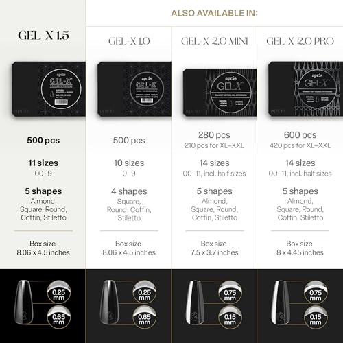 Apres Gel-X¢ç Natural Round Tip Box | 500pc Gel-X Tips, 11 Sizes 00-9, Premium Quality (Natural Round Medium, 500)
