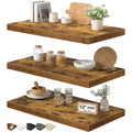 Deep Floating Wall Shelves Set of 3 - Brown, 23.6 x 12 Inches