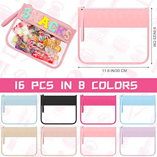 Clear Makeup & Toiletry Bag with Multi Colors - Waterproof PVC Pouch, 16 Pieces