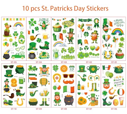 Green Bob Wig with Bangs, Accessories & Stickers for St Patrick's Day Costume