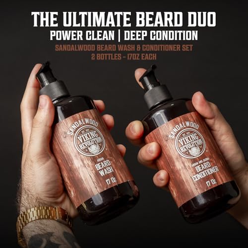 Viking Revolution Beard Wash & Conditioner Set - Sandalwood 17 oz - Pack of 2
