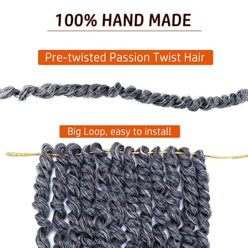 Dorsanee 6 Inch Pre-twisted Passion Twist Crochet Hair 8 Packs 1B/Gray
