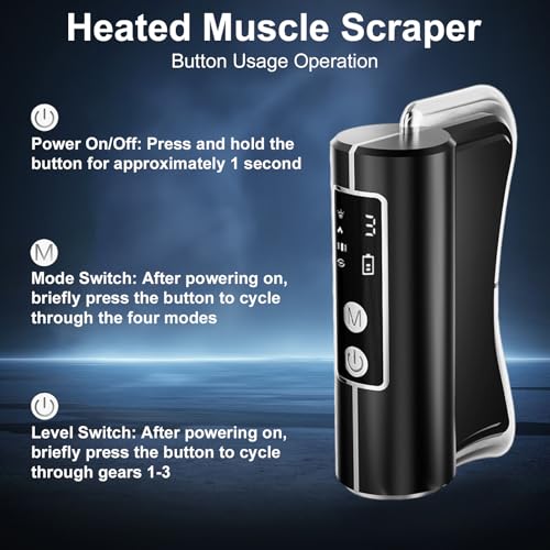 Heated Muscle Scraper Tool-2025 Upgraded Electric Gua Sha Tool for Whole Body Massage Relaxation & Skincare with Light-Care 4 Modes 3 Levels, for Woman,Workers, Athletes Perfect Gifts