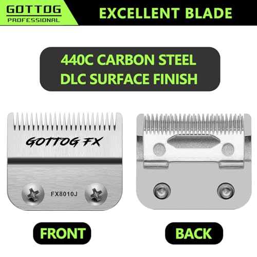 FX8010J Replacement Blades for BaBylissPRO FX870, FX890, FX825, FX673 Clippers, DLC Replacement Fade Blade Compatible with Babyliss Clipper Blades, Silver
