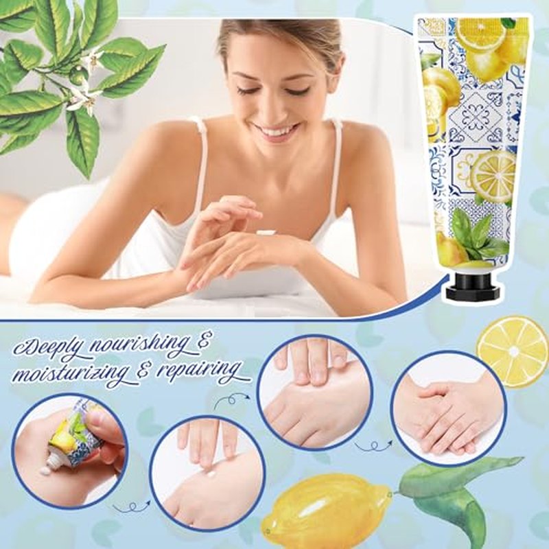 48 Sets Baby Shower Hand Cream Gift Party Favors for Guests Gift Bulk Mini Travel Size Hand Lotion Set for Guests(Lemon)